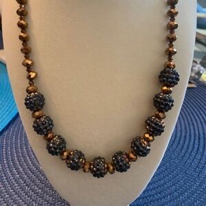 Unique Bronze and Teal Necklace and Earring Set